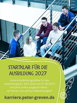 Startklar für die Ausbildung 2027?🚀
Dann könnt ihr euch ab sofort online bewerben, zum 01.08.27 suchen wir (m/w/d):
- Chemikanten 
- Fachkraft Lagerlogistik oder Fachlagerist
- Industriekaufmann
- Maschinen- & Anlagenführer
Los geht’s - wir freuen uns auf euch!💪

#ausbildungsplätze #azubi2027 #petergrevengruppe #berufsstart